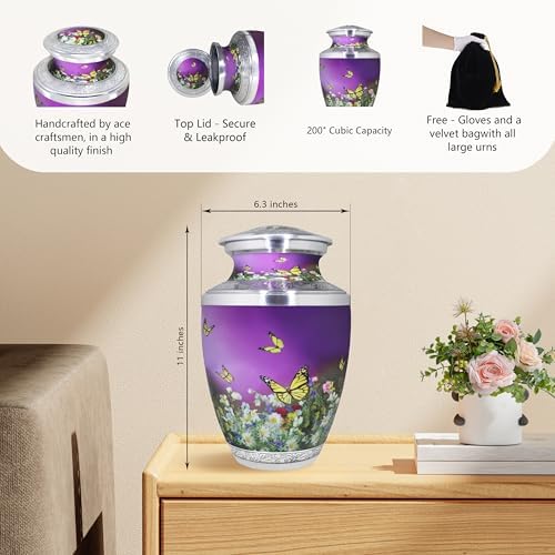 M Meilin Xu Butterfly Cremation Urn Purple Large
