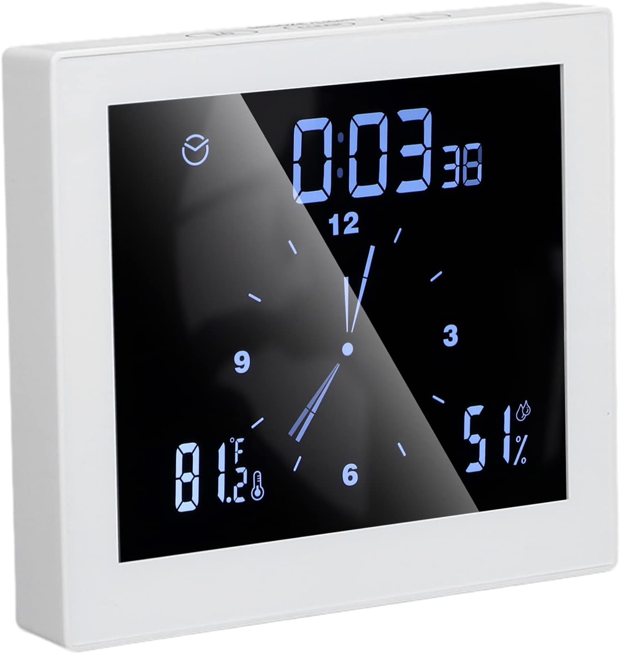 5in Wall Shower Clock Timer Alarm Analog Bathroom Clock with Digital Display