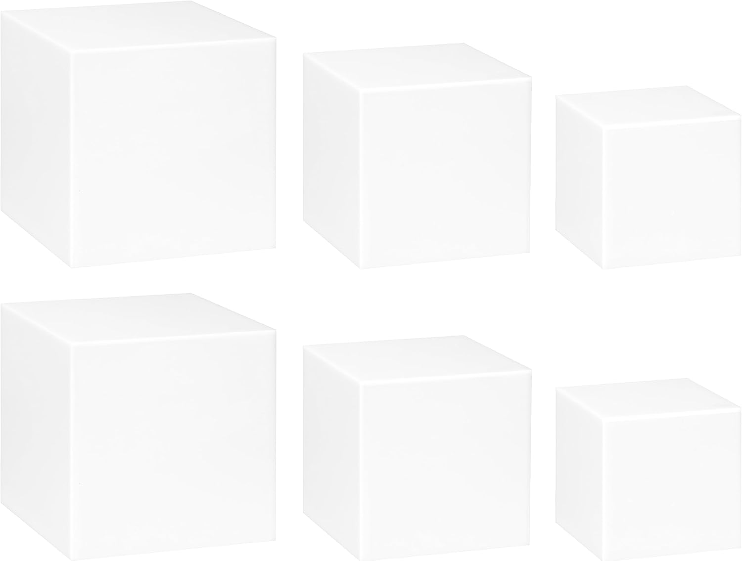 Red Co Set of 2 Glossy White Acrylic Cube Display Riser Stands