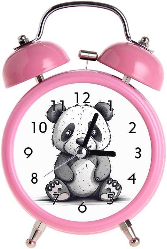 HKYFC Panda Bear Alarm Clock Retractable Silent