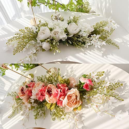 Belupai Artificial Pink Rose Flower Swag for Home Decor
