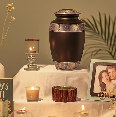 Yatskia Black Large Metal Urn for Adult Ashes