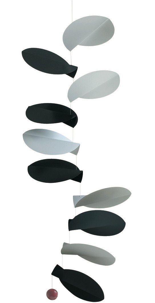 Turning Leaves Hanging Mobile - 32 Inches Black and White
