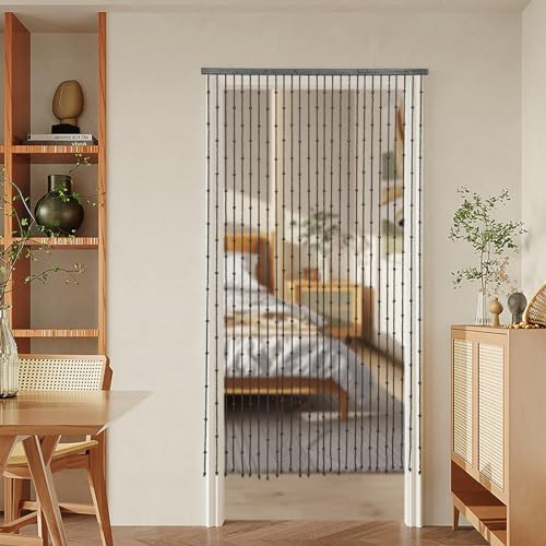 Handmade Wood Bead Curtain Door Panel Black