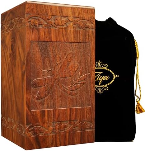 Ziya Large Wood Urn for Human Ashes 250 lbs