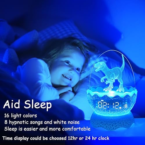Dinosaur Night Light with Alarm Clock and Bluetooth Speaker