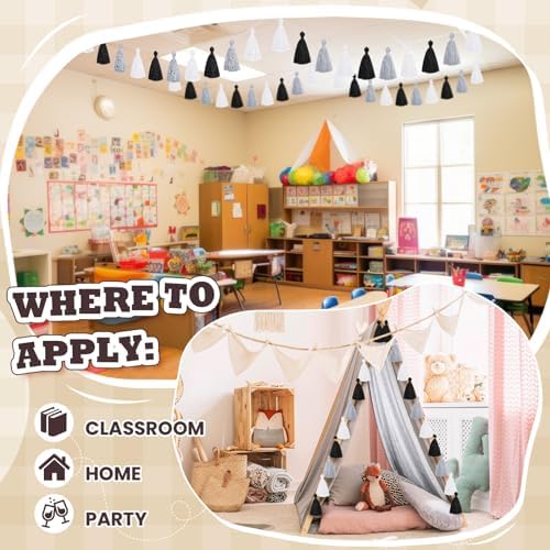 WILLBOND 4 Piece Tassel Garland Classroom Decor