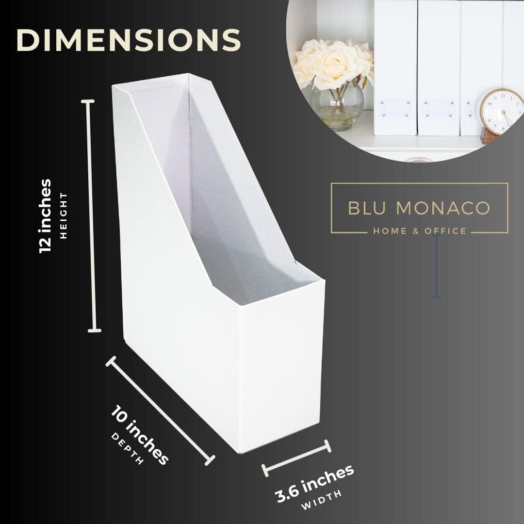 BLU MONACO Set of 6 Foldable White Magazine File Holders