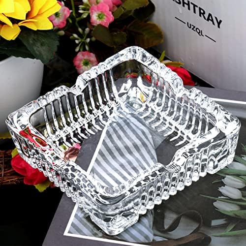 Square Crystal Ashtray with 4 Cigar Grooves