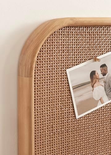 Kate and Laurel Rattan Wall Pinboard 20x26 Natural Wood Boho
