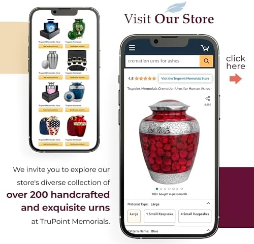 Trupoint Memorials Cremation Urn Red with Silver Lining