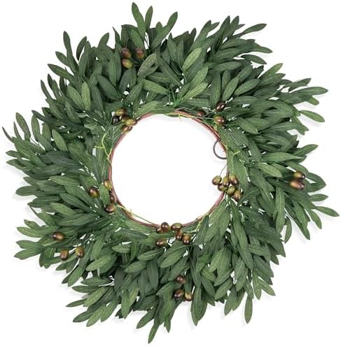 24 Inch Artificial Olive Wreath for Front Door
