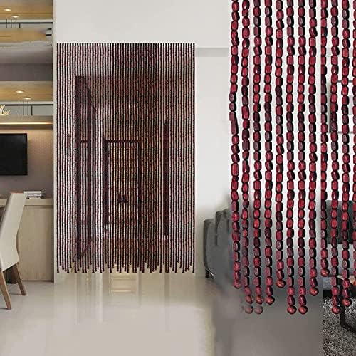 Bamboo Beaded Curtain Natural Wooden Door Divider 60 Strands 150cm Length
