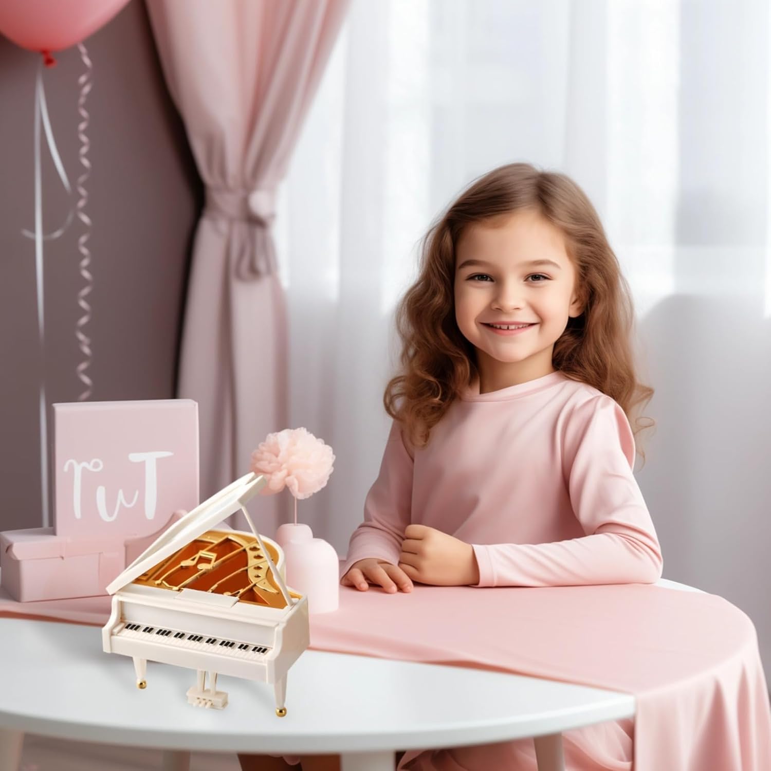 Mini Grand Piano Musical Jewelry Box with Wind Up Mechanism