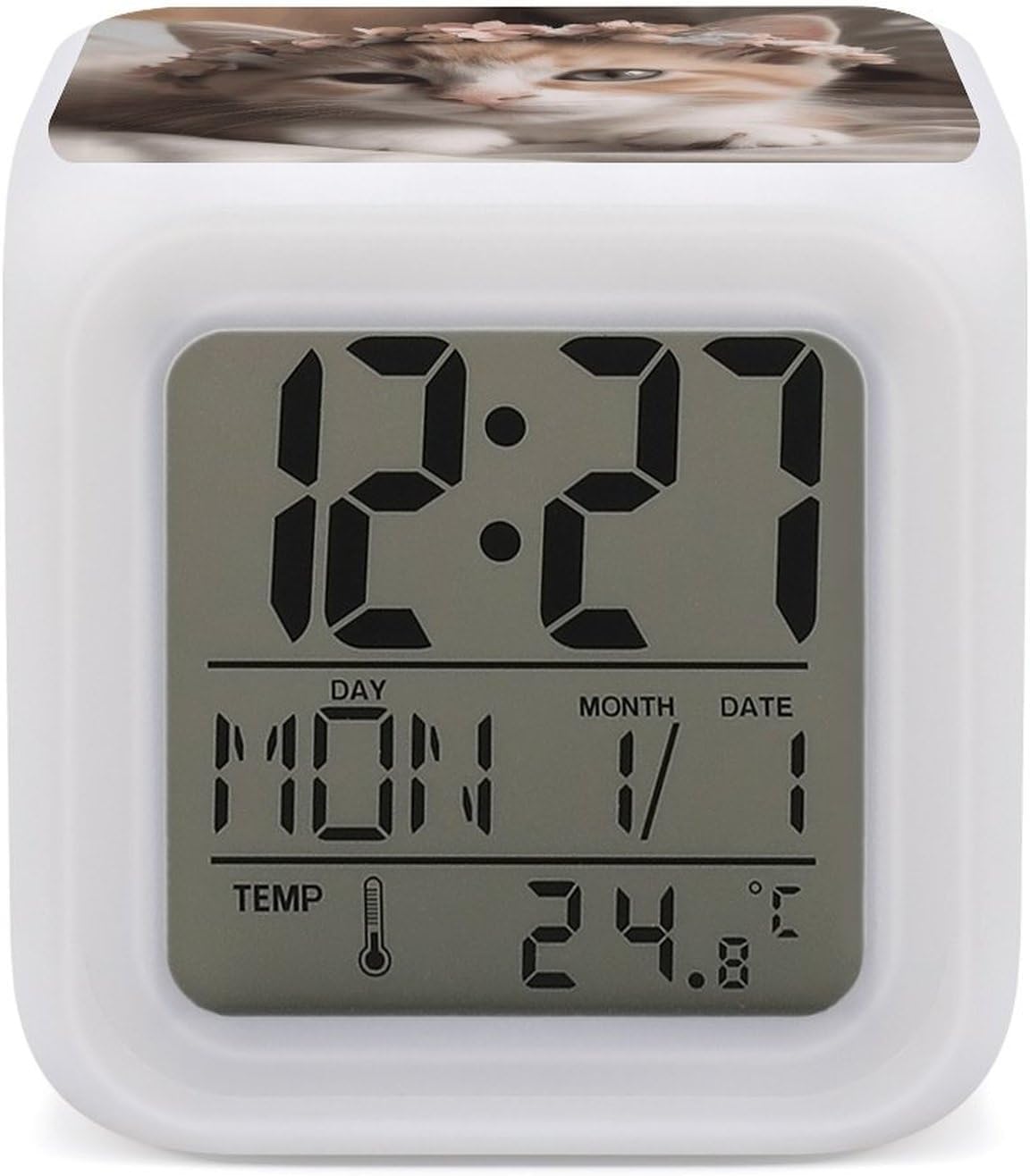 Cute Cat Digital Alarm Clock with LED Display