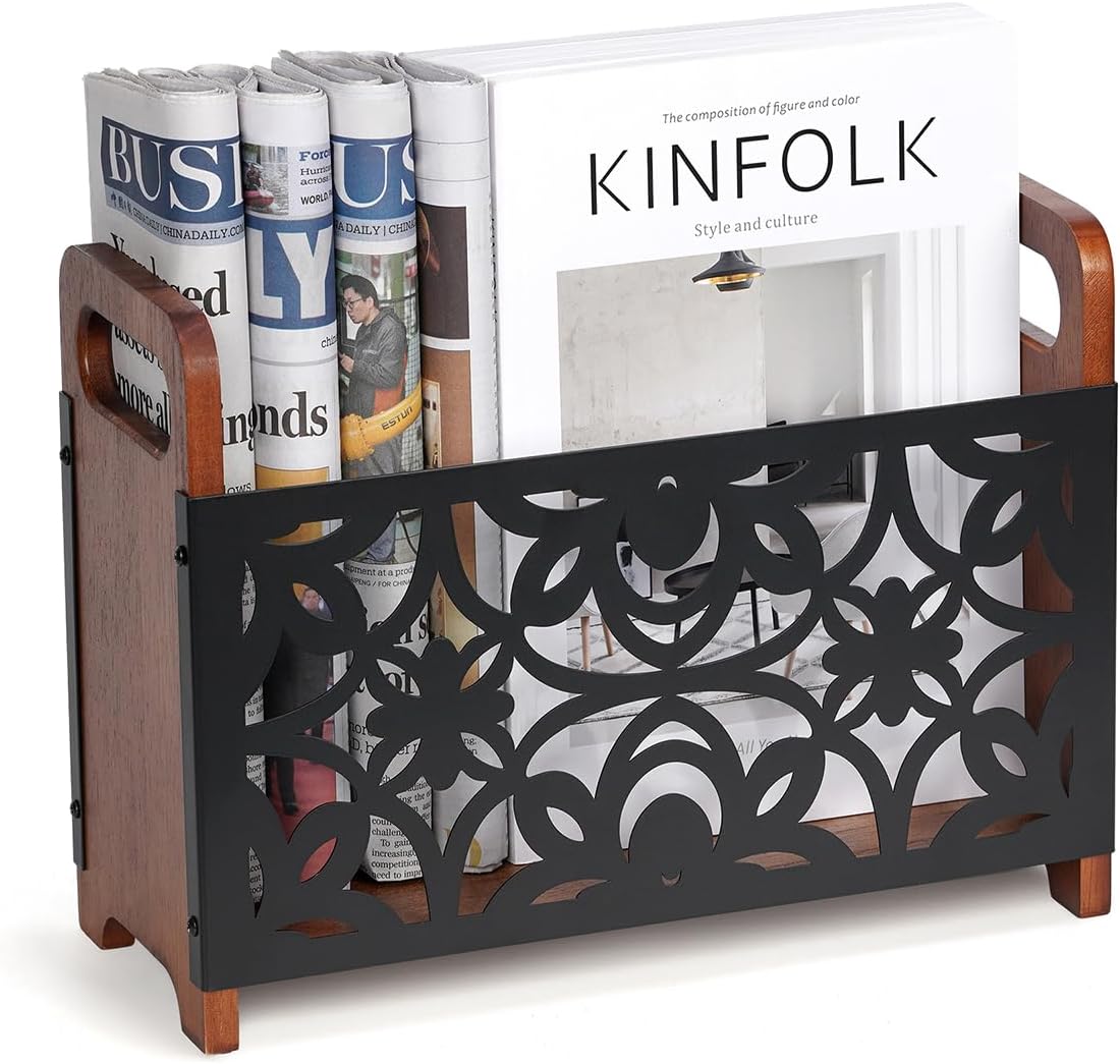 QILICHZ Magazine Holder Wood Floor Rack