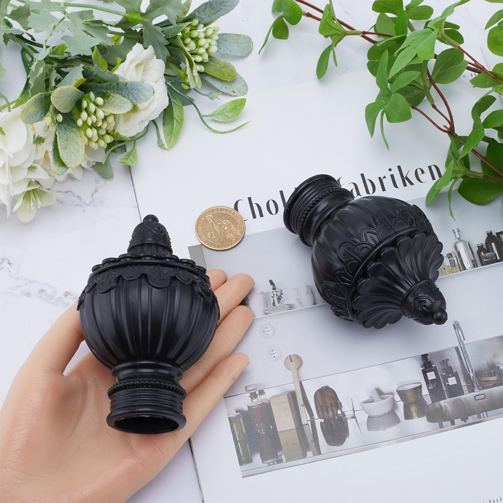 GORGECRAFT 4PC Curtain Rod Covers Ends Black Plastic Finials