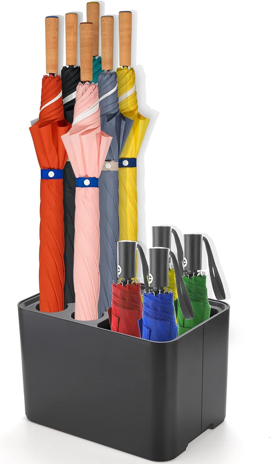 Elsjoy Black Umbrella Stand with Drip Tray