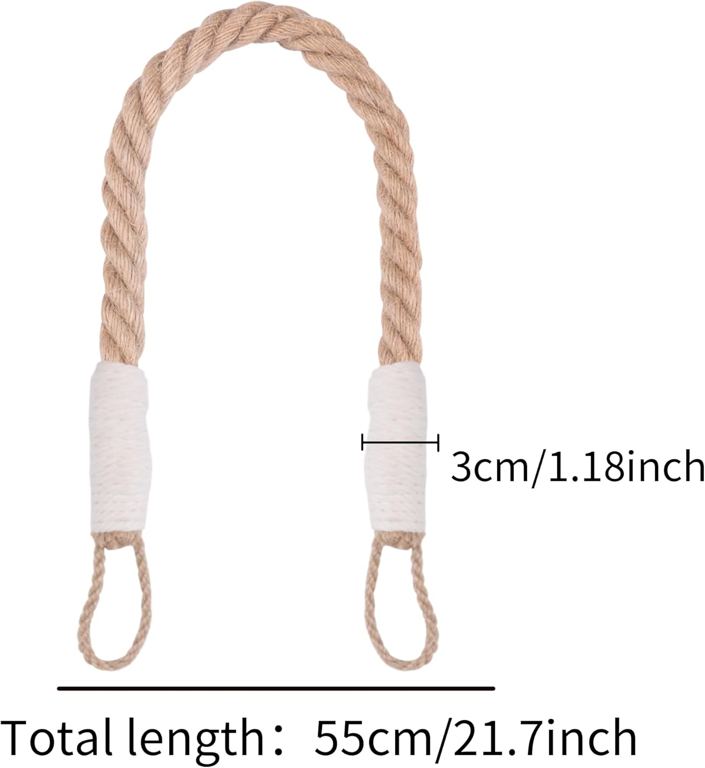 OCIOLI 2 Piece Beige Curtain Tiebacks with Hemp Rope