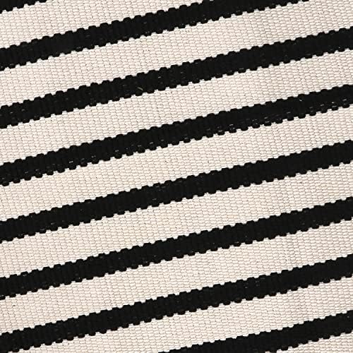 LEEVAN Black and White Striped Doormat Rug 24x35 Inch