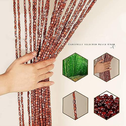 Retro Wood Beaded Curtain for Privacy and Decor