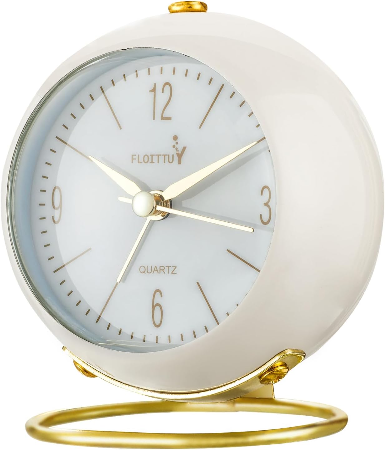 Silent Analog Alarm Clock with Night Light and Battery Operation