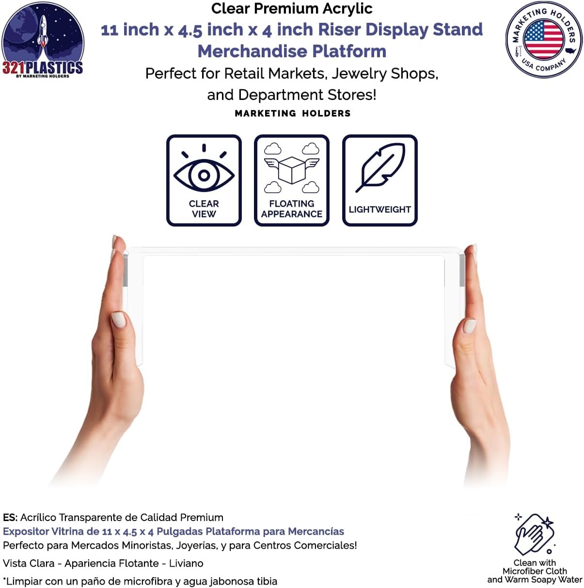 Marketing Holders 4 Pack Clear Acrylic Riser Display Stand