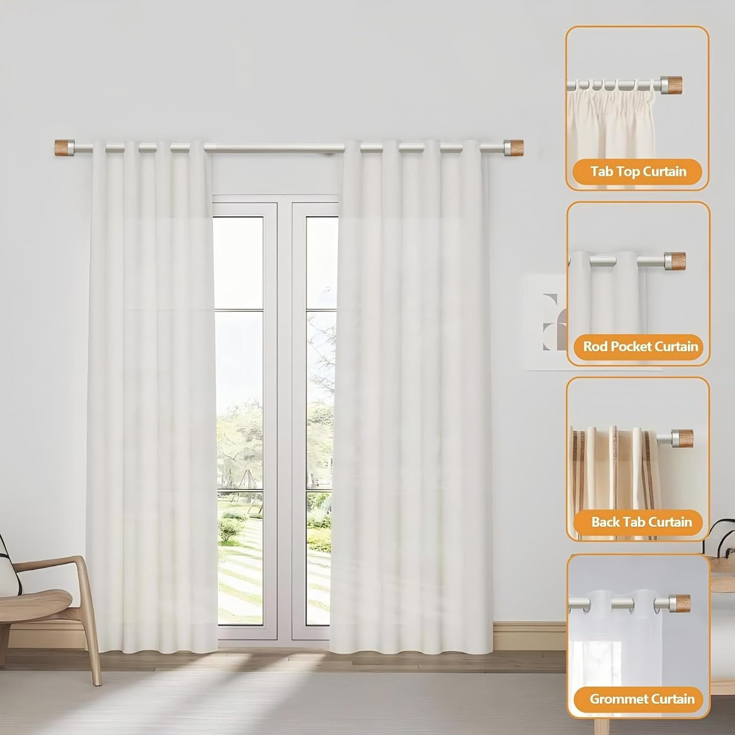 QITERI 1 Inch Heavy Duty Curtain Rods 48-84 Inches