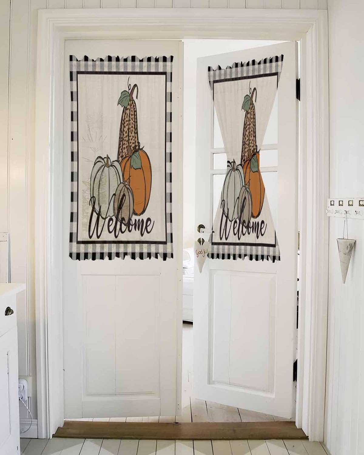 Door Curtains for Privacy 54x40 Sheer Panel with Tiebacks