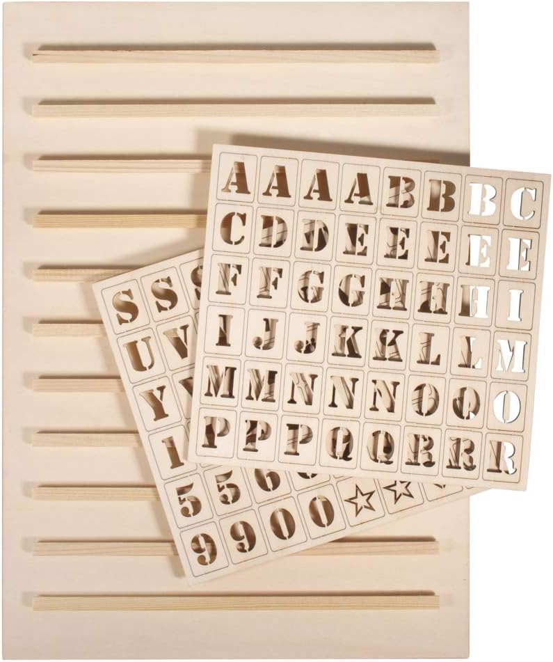 Rayher Wooden Memo Board 30x42cm Natural with 96 Letters Numbers Symbols
