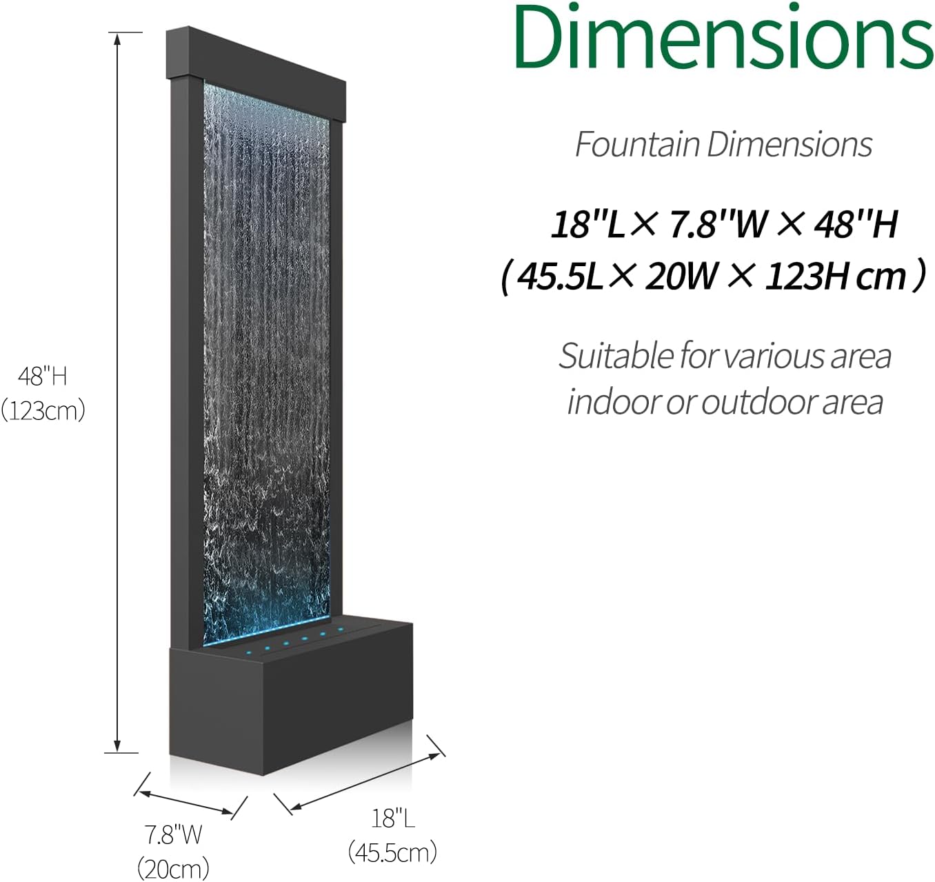 Longrun 48 Indoor Waterfall Fountain with LED Lights