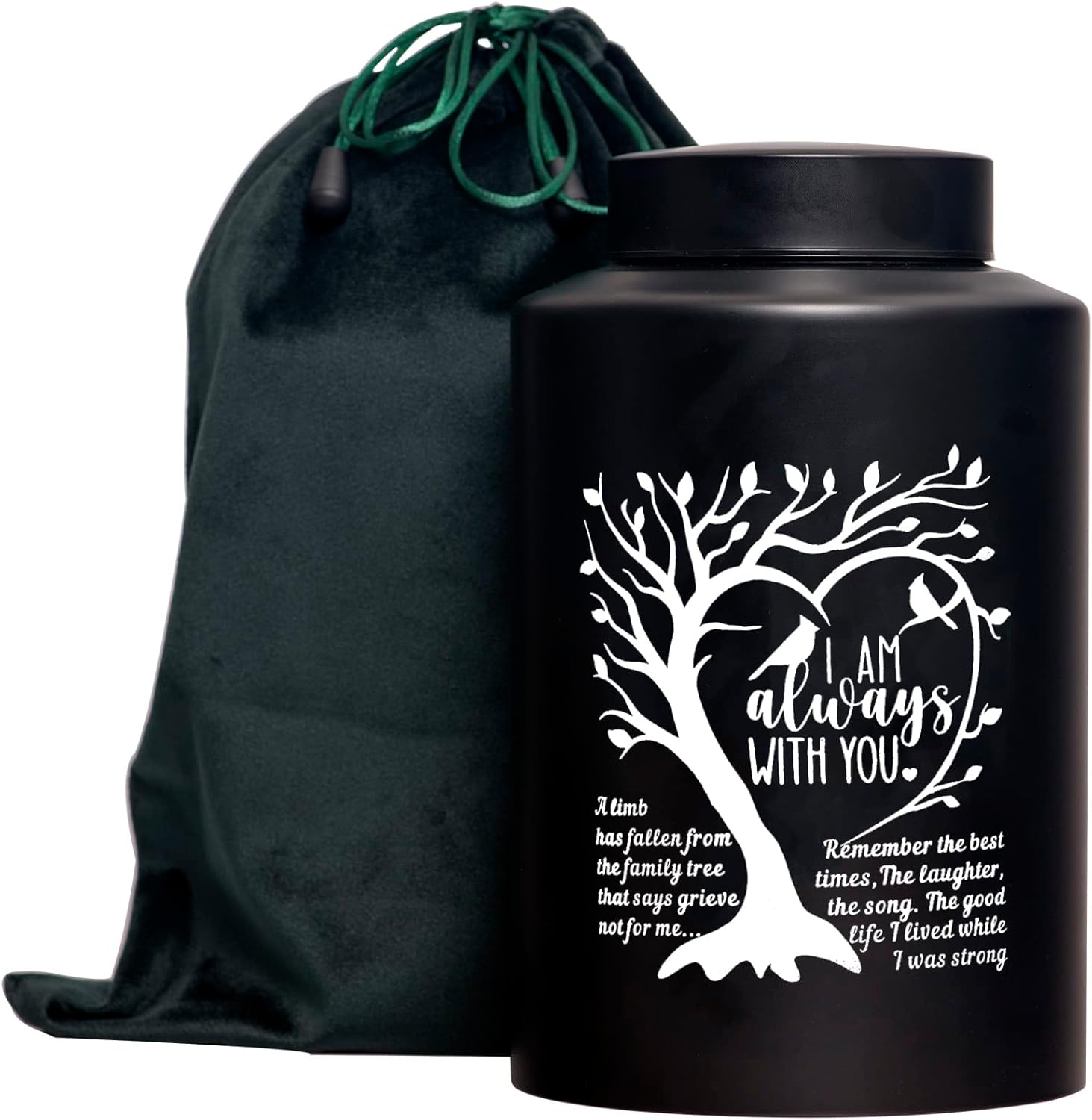 XIIGRA Decorative Urn for Human Ashes Tree Black