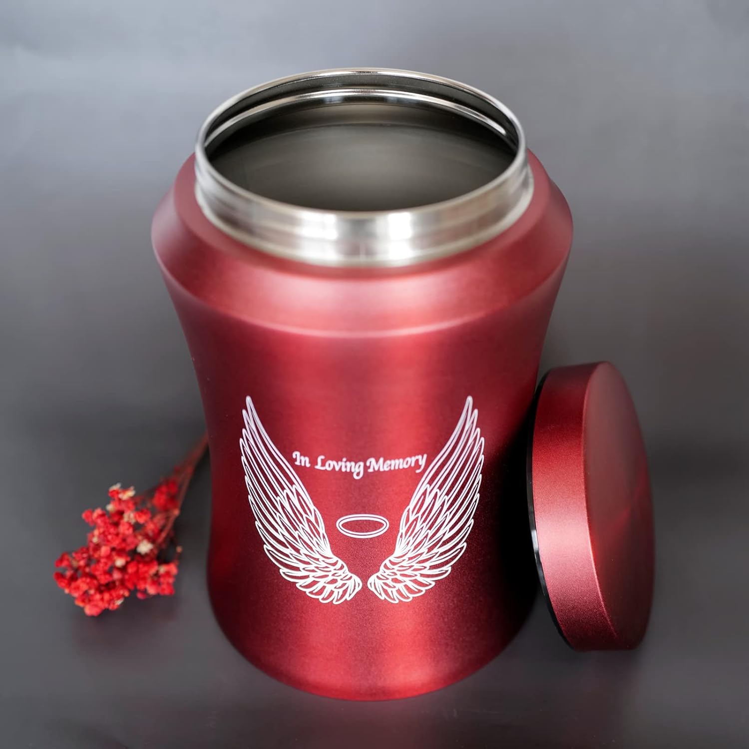 Large Urn for Human Ashes 220 lbs Capacity Angel Wings Design