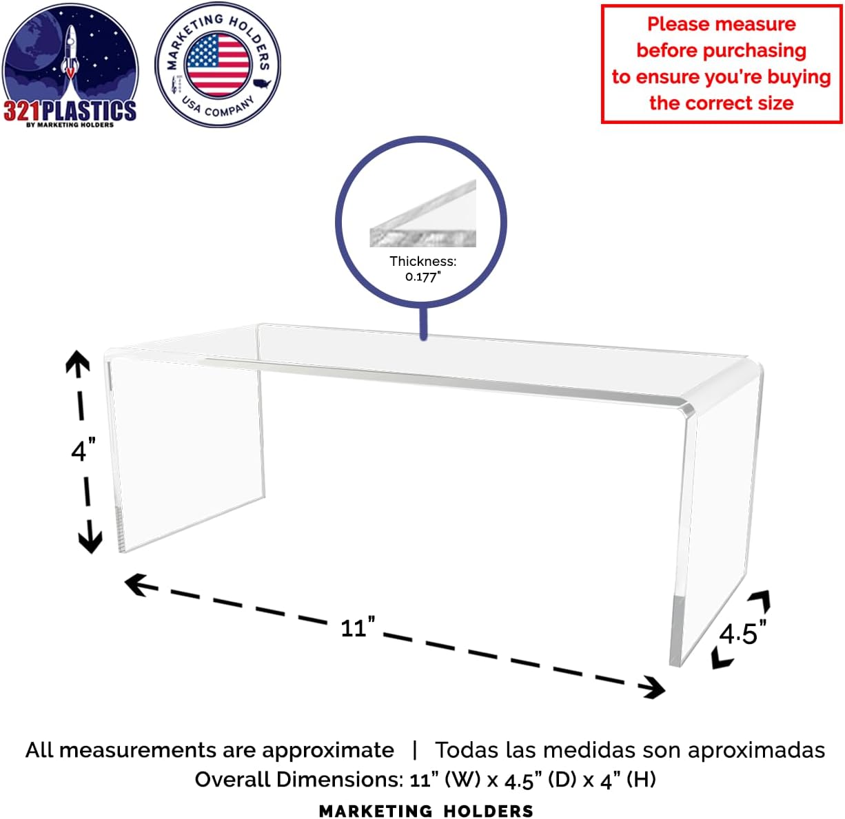 Marketing Holders 4 Pack Clear Acrylic Riser Display Stand