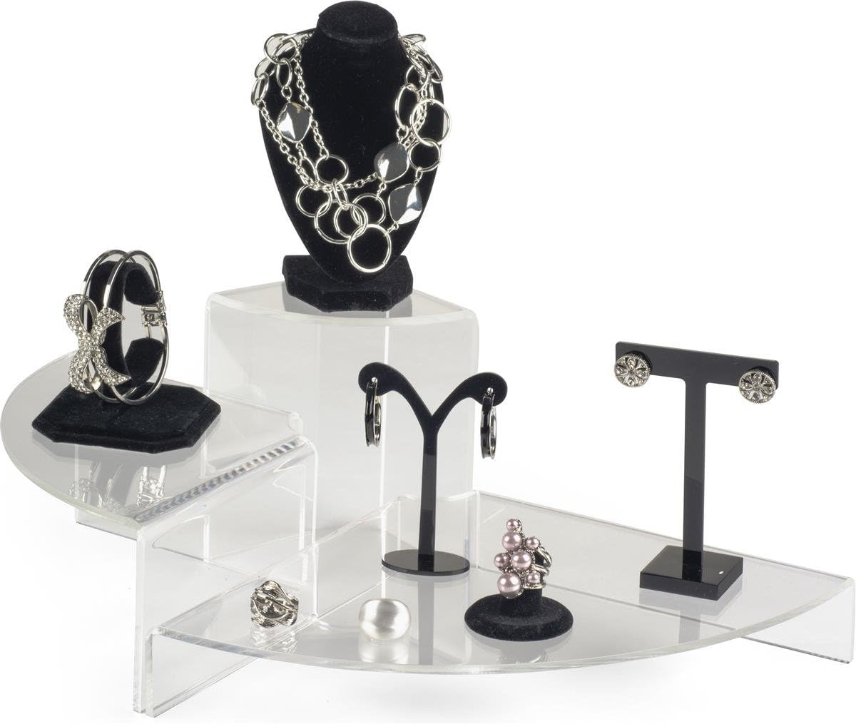 Set of 3 Triangle Display Risers Clear Acrylic