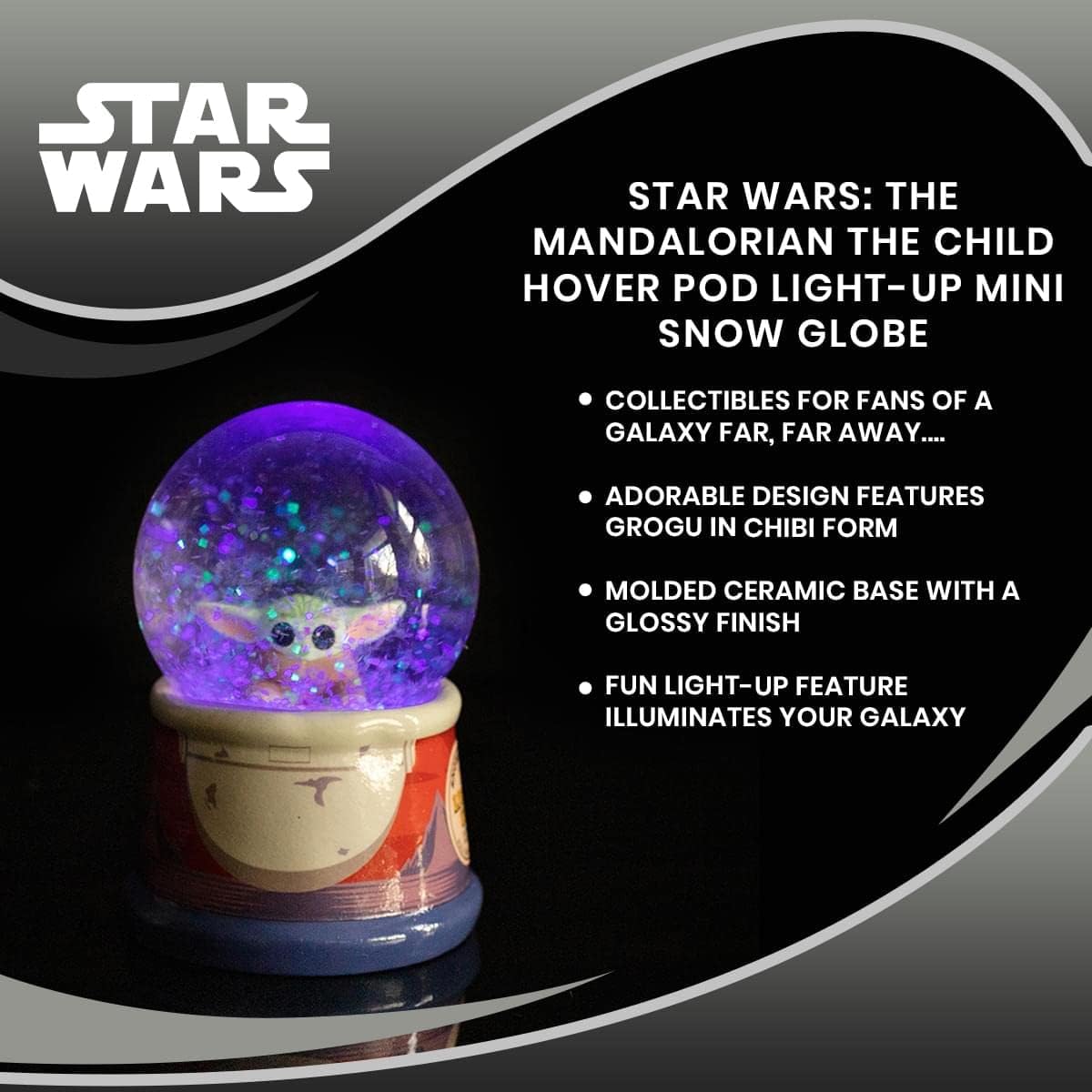 Silver Buffalo Star Wars The Child Snow Globe Light Up 55mm
