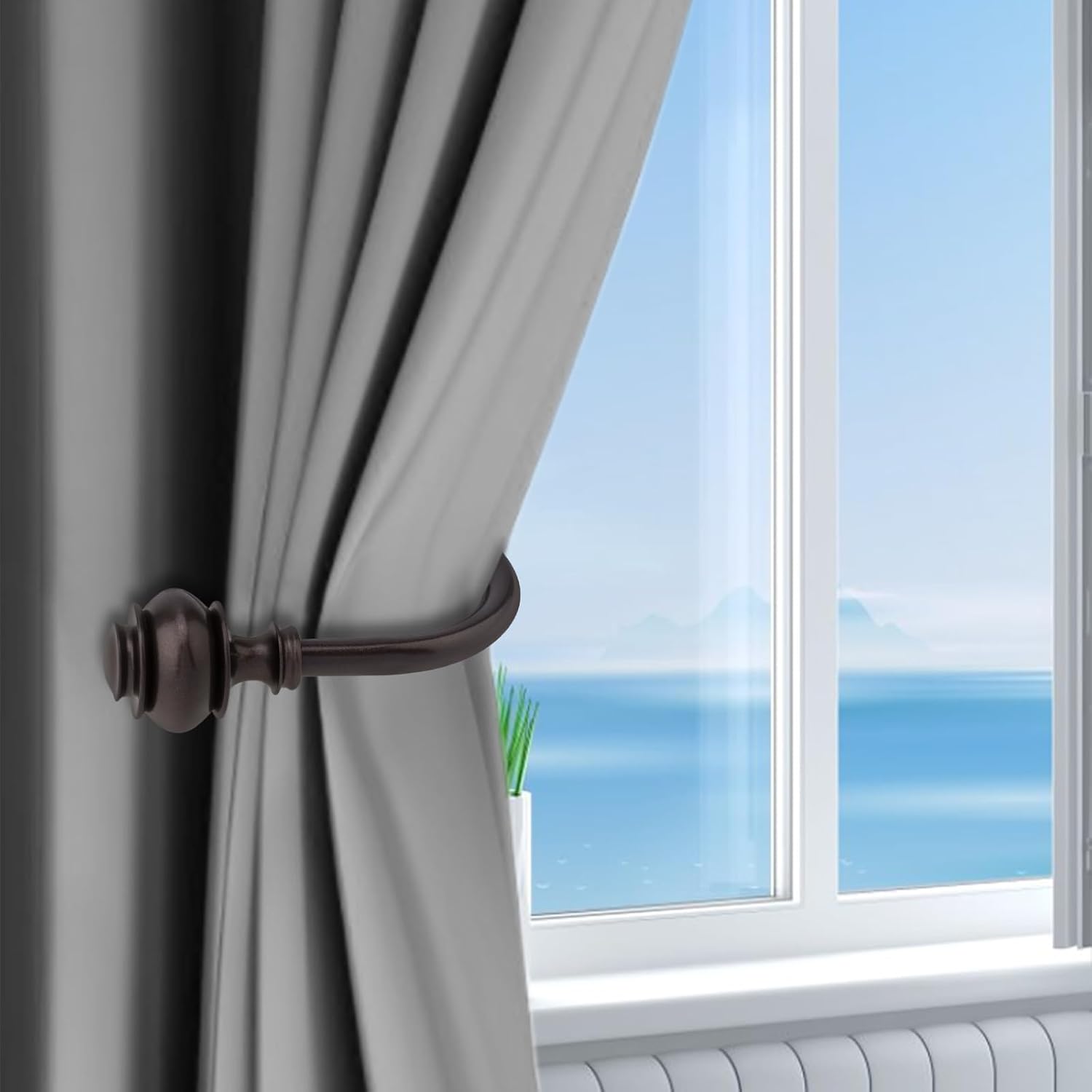 Curtain Holdbacks 4 Pack Wall Mounted Tiebacks Brown