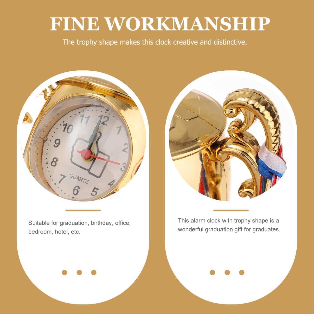 KESYOO Gold Trophy Alarm Clock for Kids and Adults