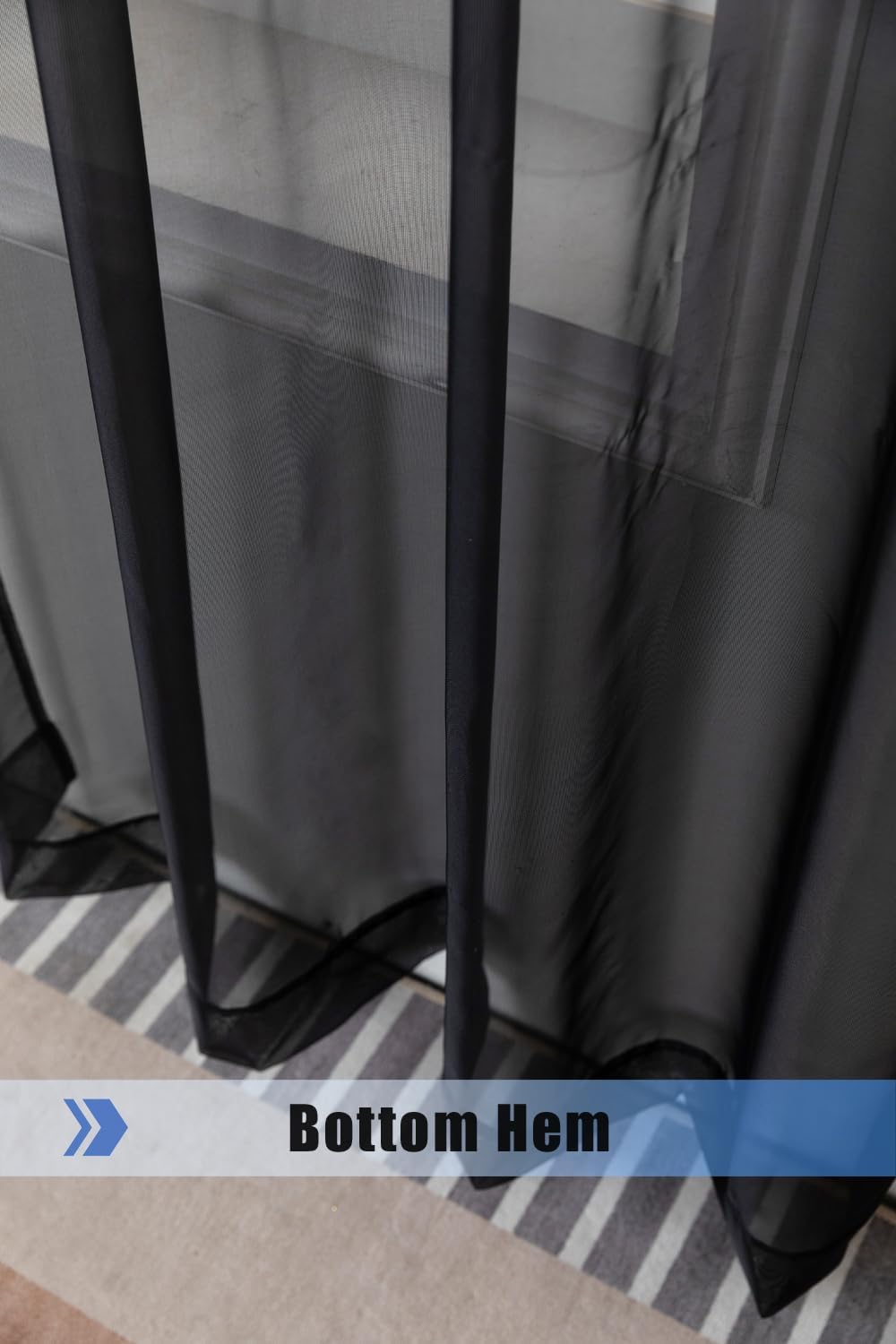 WPM Black Window Scarf Sheer Valance Panel