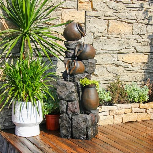 4567 In Tall Water Fountain With 5 Tier Planter Pot