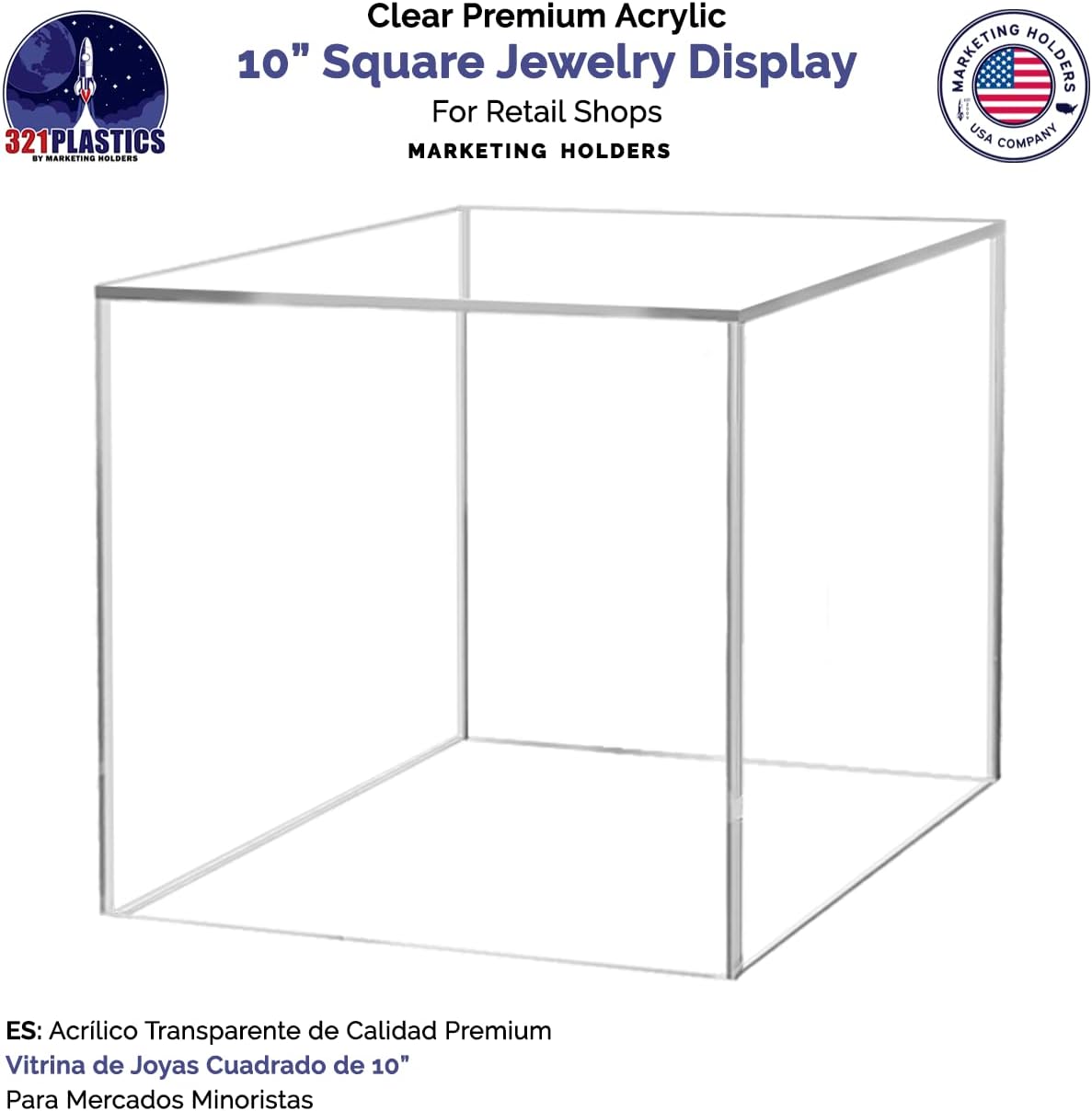 10 Inch Acrylic Display Riser Box with One Open Side