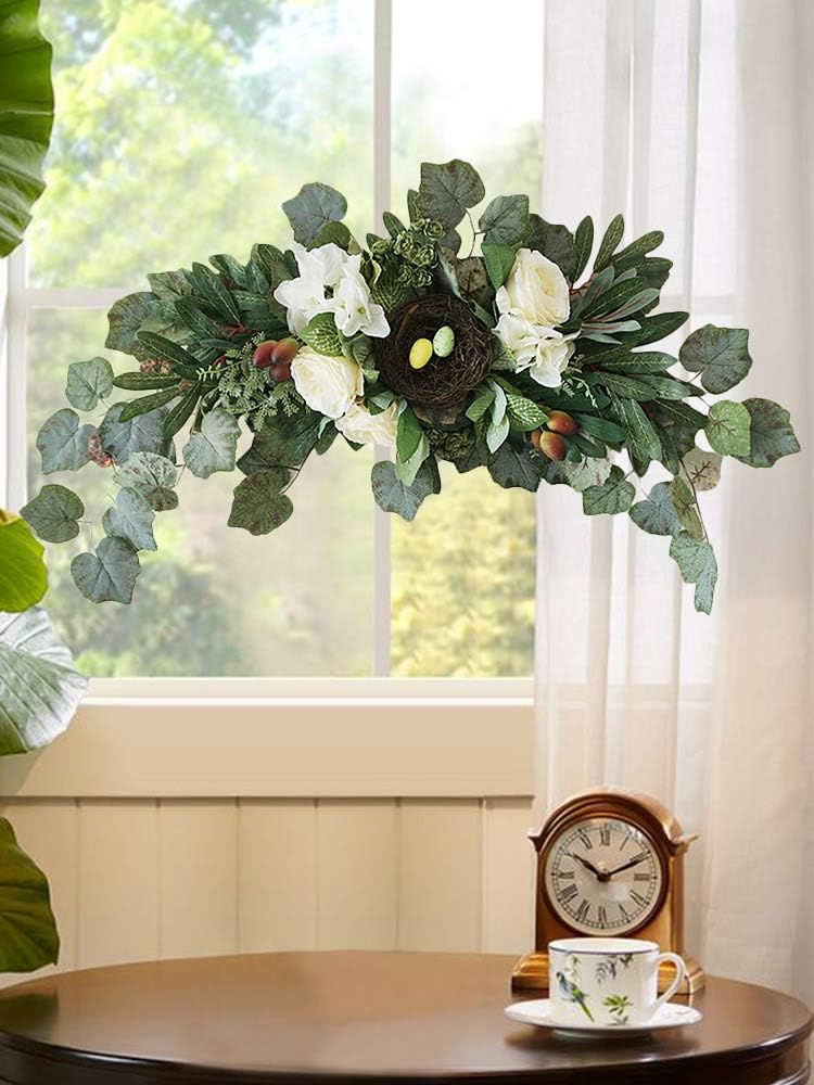 MOTUZP 307 Inch Spring Greenery Swag Wreath