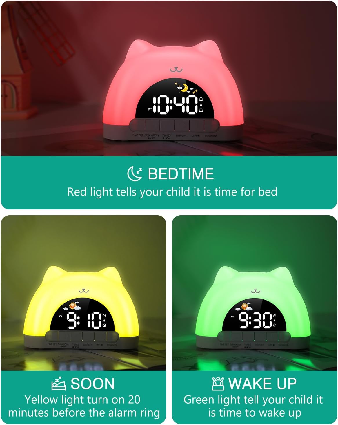 ORIA Kids Alarm Clock with Night Light and Dual Alarms
