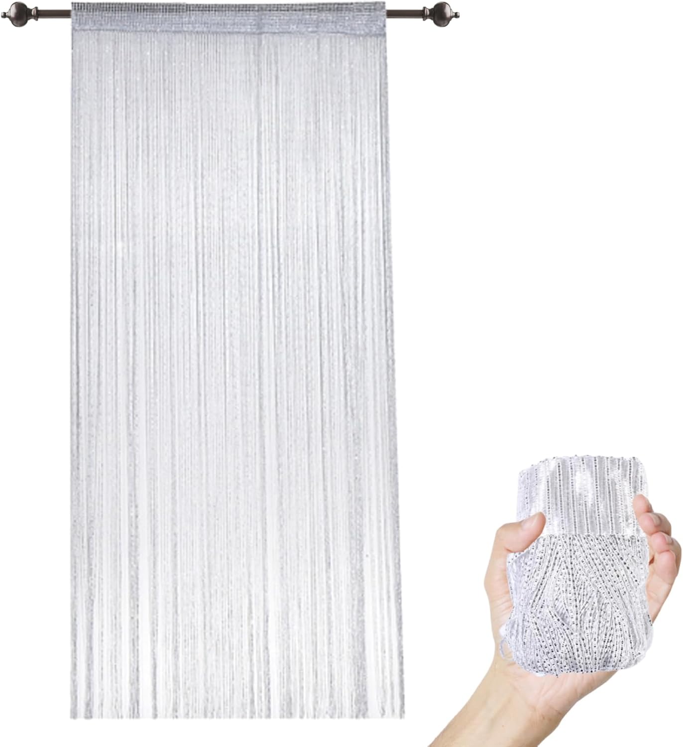 Beaded Door Curtain 79x39 Inch Grey Decorative Curtain