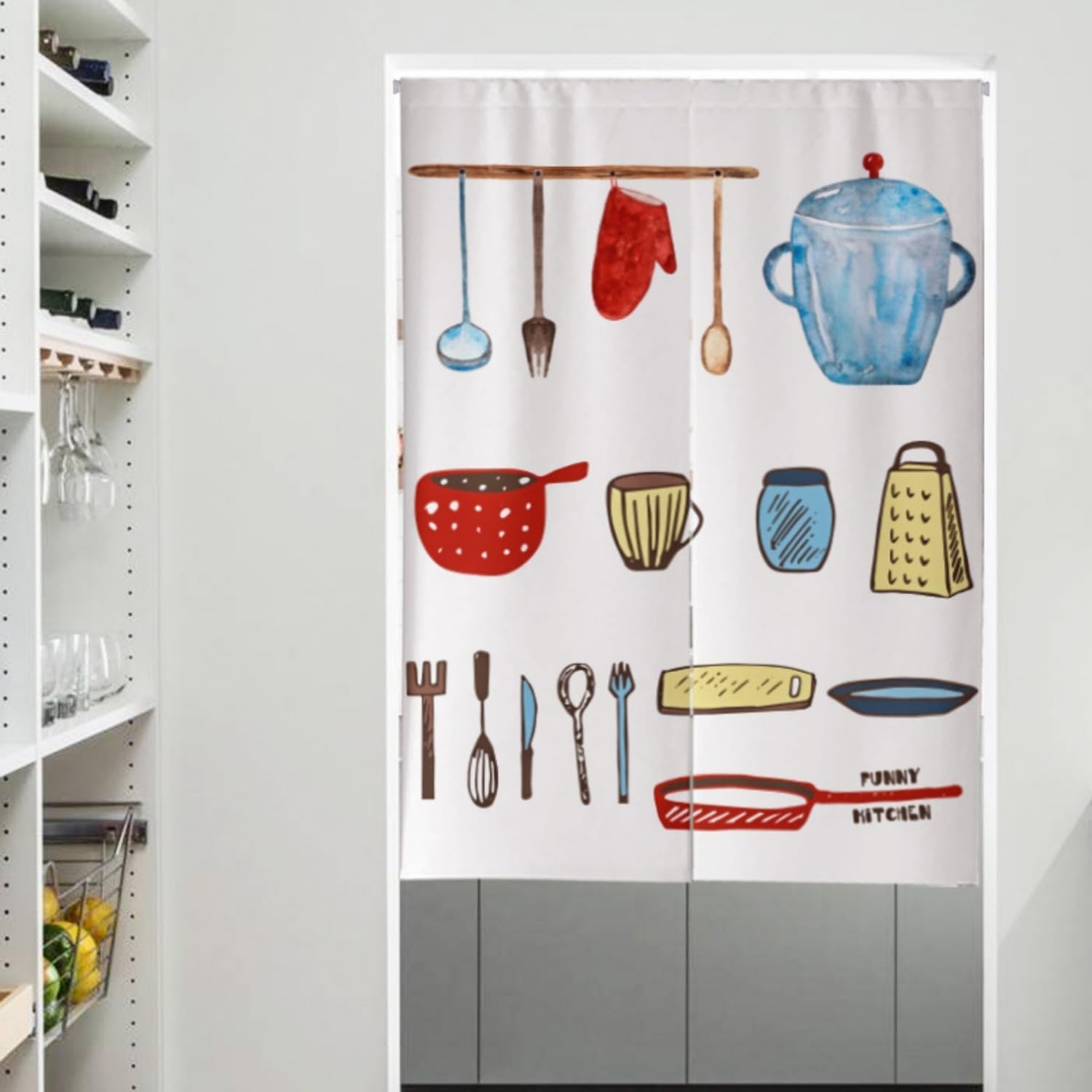 Japanese Kitchen Partition Noren with Telescopic Rod 1 Panel