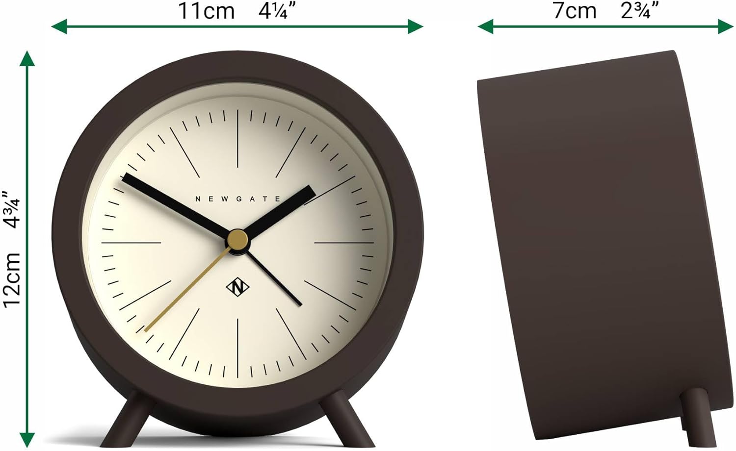 NEWGATE Fred Alarm Clock Modern Barrel Design Chocolate Brown