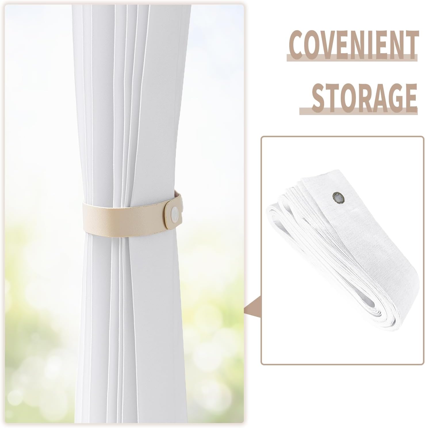 Vatge Pleated Folding Curtains for Doorway - White W52 x L78