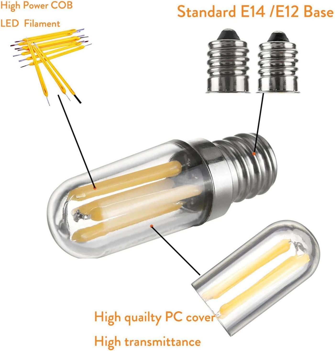 10Pcs Dimmable Mini E14 E12 LED Filament Bulbs Warm White Lighting
