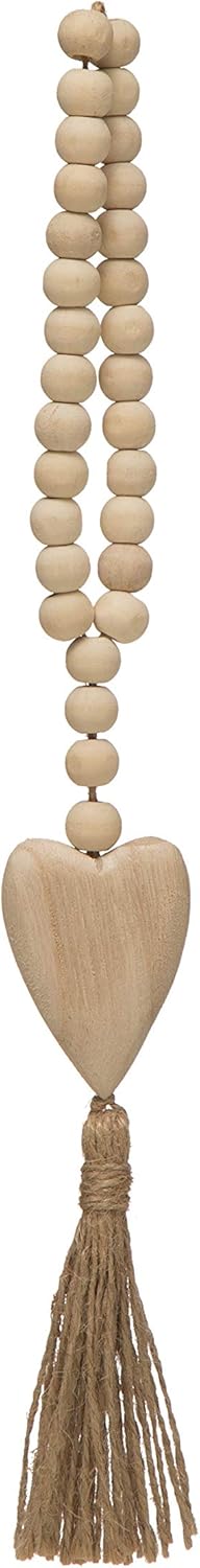 Creative Co-Op Heart Pendant with Jute Tassel
