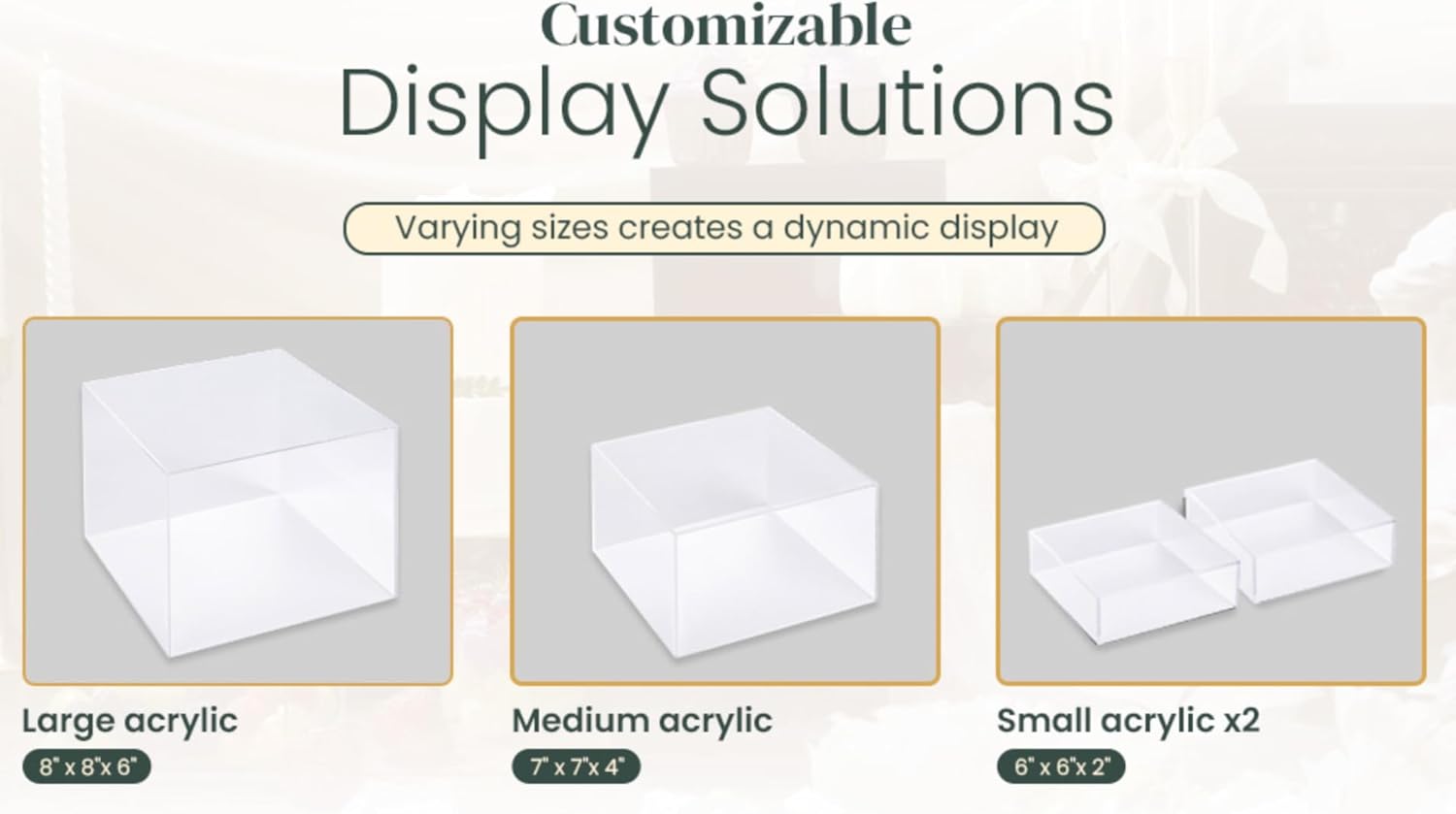Set of 4 Acrylic Cube Display Box Risers